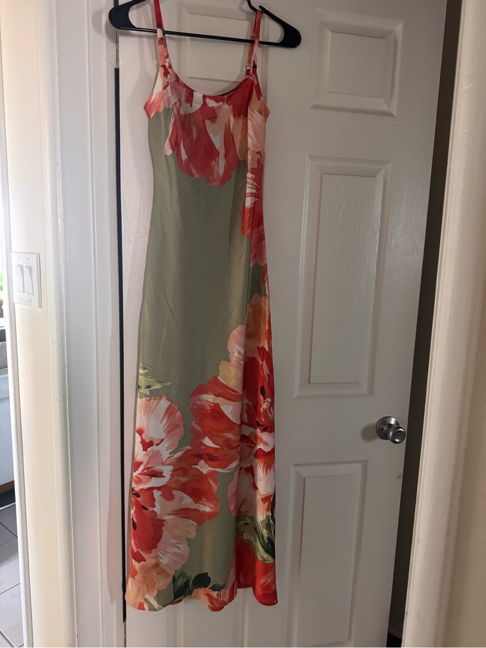Floral Slip Maxi Dress in Sage and Coral